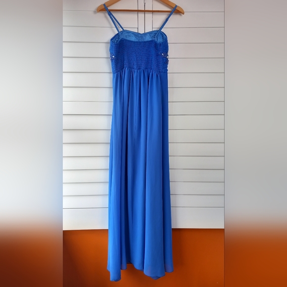 Quiz Floaty Dress Cobalt Blue Size 10 Strappy Embellished Prom Wedding Cruise - Picture 16 of 16